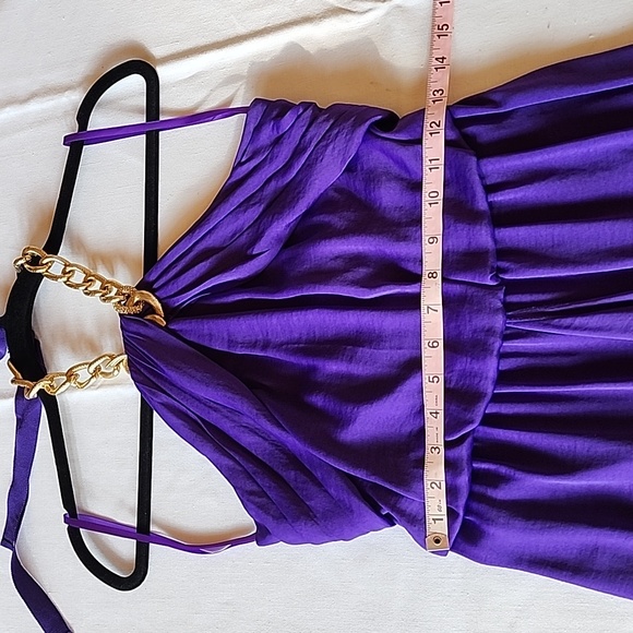 NWT BCBGMAXAZRIA Long Gown Dress with Jeweled Necklace size 2 purple 💜 color - Picture 14 of 15